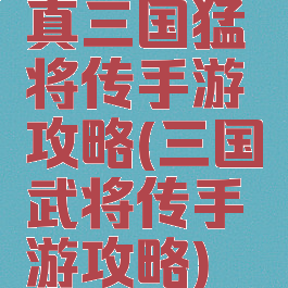 真三国猛将传手游攻略(三国武将传手游攻略)