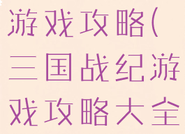 真三国战纪游戏攻略(三国战纪游戏攻略大全)