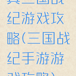 真三国战纪游戏攻略(三国战纪手游游戏攻略)