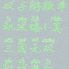 真三国无双手游版单机攻略(真三国无双游戏单机版大全)