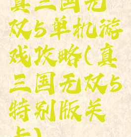 真三国无双5单机游戏攻略(真三国无双5特别版关卡)