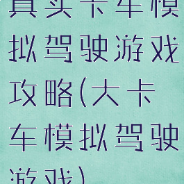 真实卡车模拟驾驶游戏攻略(大卡车模拟驾驶游戏)