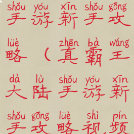 真霸王大陆手游新手攻略(真霸王大陆手游新手攻略视频)