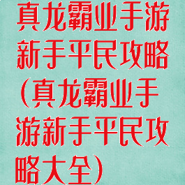 真龙霸业手游新手平民攻略(真龙霸业手游新手平民攻略大全)