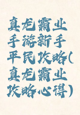 真龙霸业手游新手平民攻略(真龙霸业攻略心得)