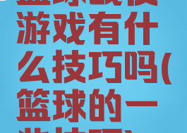 篮球战役游戏有什么技巧吗(篮球的一些技巧)