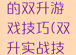 简单实用的双升游戏技巧(双升实战技巧)