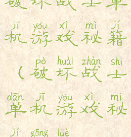 破坏战士单机游戏秘籍(破坏战士单机游戏秘籍攻略)