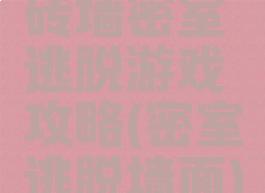 砖墙密室逃脱游戏攻略(密室逃脱墙面)