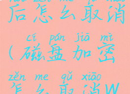 磁盘加密后怎么取消(磁盘加密怎么取消Win10)