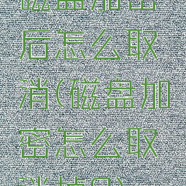 磁盘加密后怎么取消(磁盘加密怎么取消掉?)