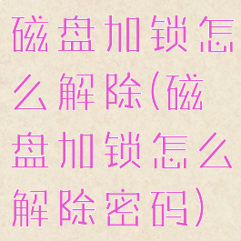 磁盘加锁怎么解除(磁盘加锁怎么解除密码)