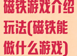 磁铁游戏介绍玩法(磁铁能做什么游戏)