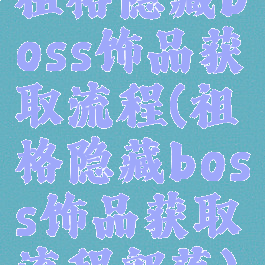 祖格隐藏boss饰品获取流程(祖格隐藏boss饰品获取流程部落)