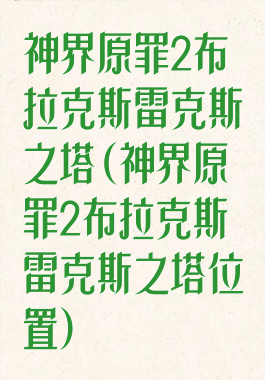 神界原罪2布拉克斯雷克斯之塔(神界原罪2布拉克斯雷克斯之塔位置)