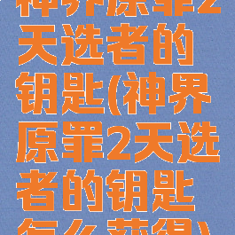 神界原罪2天选者的钥匙(神界原罪2天选者的钥匙怎么获得)