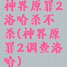 神界原罪2洛哈杀不杀(神界原罪2调查洛哈)