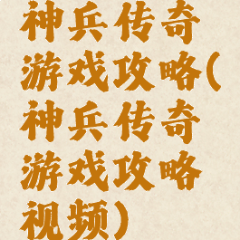 神兵传奇游戏攻略(神兵传奇游戏攻略视频)