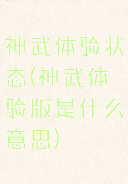 神武体验状态(神武体验版是什么意思)