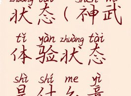 神武体验状态(神武体验状态是什么意思)