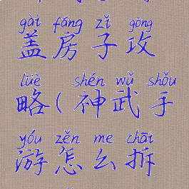 神武手游盖房子攻略(神武手游怎么拆房子)