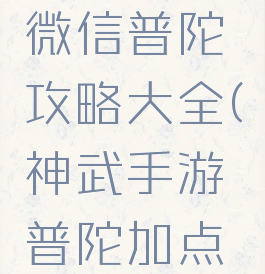 神武手游微信普陀攻略大全(神武手游普陀加点最新)