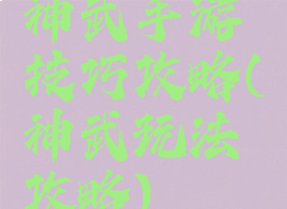 神武手游技巧攻略(神武玩法攻略)