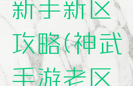 神武手游新手新区攻略(神武手游老区攻略)