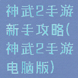 神武2手游新手攻略(神武2手游电脑版)
