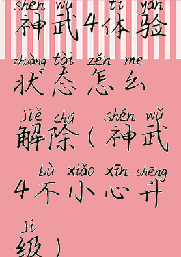 神武4体验状态怎么解除(神武4不小心升级)