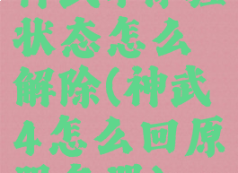 神武4体验状态怎么解除(神武4怎么回原服务器)