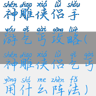 神雕侠侣手游乞丐攻略(神雕侠侣乞丐用什么阵法)