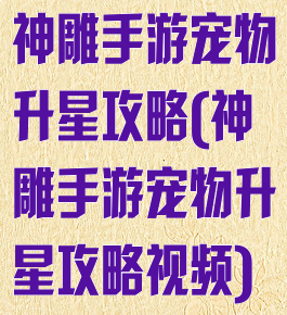 神雕手游宠物升星攻略(神雕手游宠物升星攻略视频)