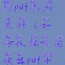 福昕阅读器给pdf添加页码(如何在福昕阅读器pdf中增加一页)