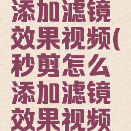 秒剪怎么添加滤镜效果视频(秒剪怎么添加滤镜效果视频教程)