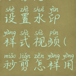 秒剪怎么设置水印样式视频(秒剪怎样用)