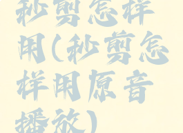 秒剪怎样用(秒剪怎样用原音播放)