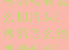 秒剪视频怎么加片头(秒剪怎么给视频配音)