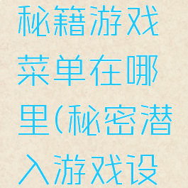 秘密潜入秘籍游戏菜单在哪里(秘密潜入游戏设置)