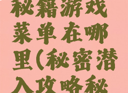 秘密潜入秘籍游戏菜单在哪里(秘密潜入攻略秘籍)