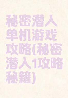 秘密潜入单机游戏攻略(秘密潜入1攻略秘籍)