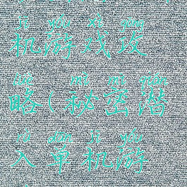 秘密潜入单机游戏攻略(秘密潜入单机游戏攻略)