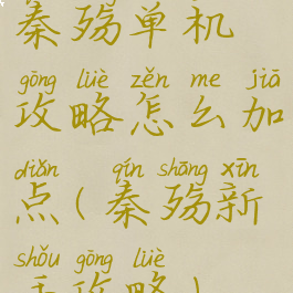 秦殇单机攻略怎么加点(秦殇新手攻略)