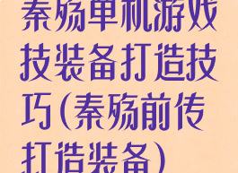 秦殇单机游戏技装备打造技巧(秦殇前传打造装备)