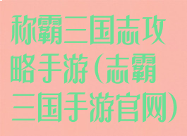 称霸三国志攻略手游(志霸三国手游官网)