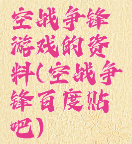 空战争锋游戏的资料(空战争锋百度贴吧)