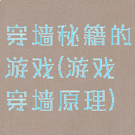 穿墙秘籍的游戏(游戏穿墙原理)