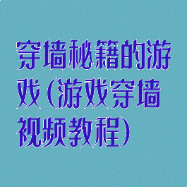 穿墙秘籍的游戏(游戏穿墙视频教程)
