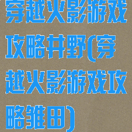 穿越火影游戏攻略井野(穿越火影游戏攻略雏田)