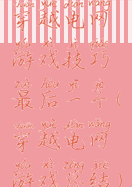 穿越电网游戏技巧最后一个(穿越电网游戏总结)
